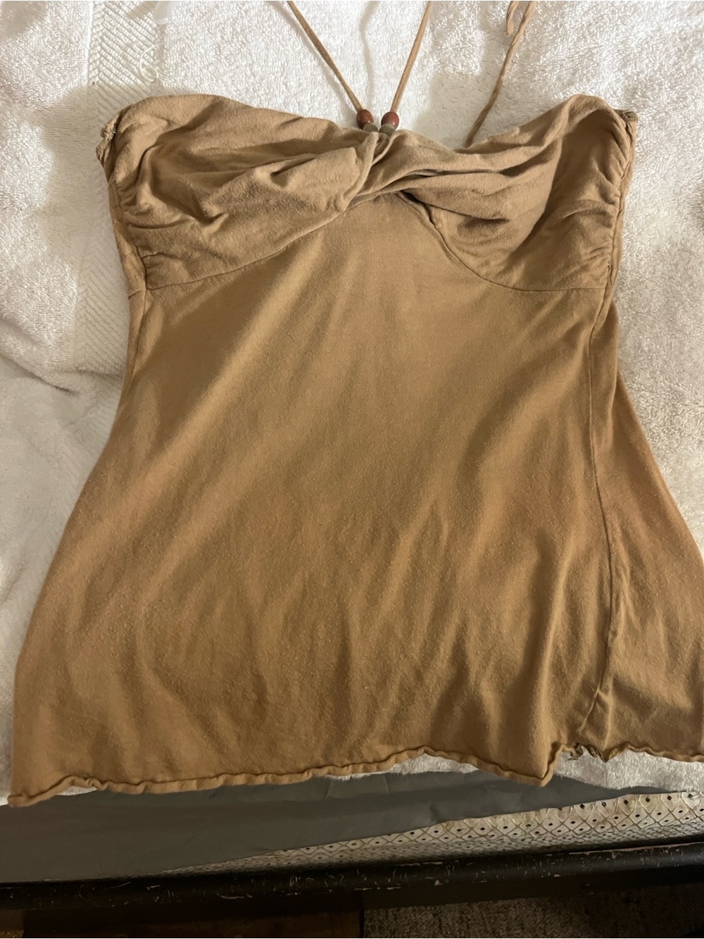 Camel Brown Folded Tube Top